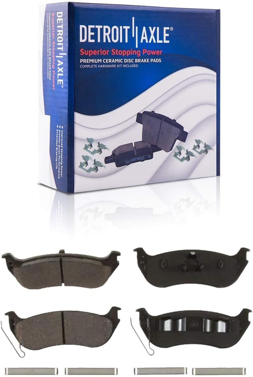 Detroit Axle - Brake Kit for 06-10 Ford Explorer Sport Trac Mercury Mountaineer, Front and Rear Drilled & Slotted Brake Rotors Ceramic Brake Pads Wheel Lug Nuts 2006 2007 2008 2009 2010 Replacement