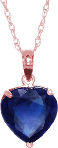 Galaxy Gold GG 4.3 Carat 14k Solid Gold Necklace with Natural Heart Shaped 10 mm Sapphire