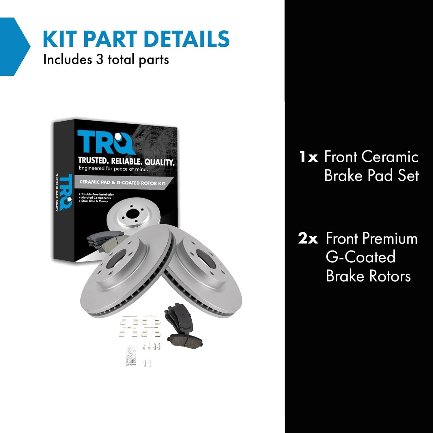 TRQ Front Brake Pad and Rotor Set Ceramic G Coated Vented Rotors Compatible with 2013-2015 Mazda CX-5