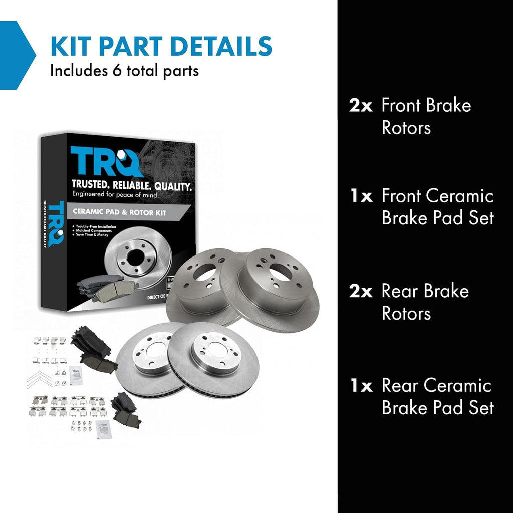 TRQ Front and Rear Ceramic Brake Pad and Rotor Set Compatible with 2007-2012 Lexus ES350 2008-2012 Toyota Avalon 2007 Toyota Camry Japan Built Models 1st VIN Digit J 2008-2011 Camry