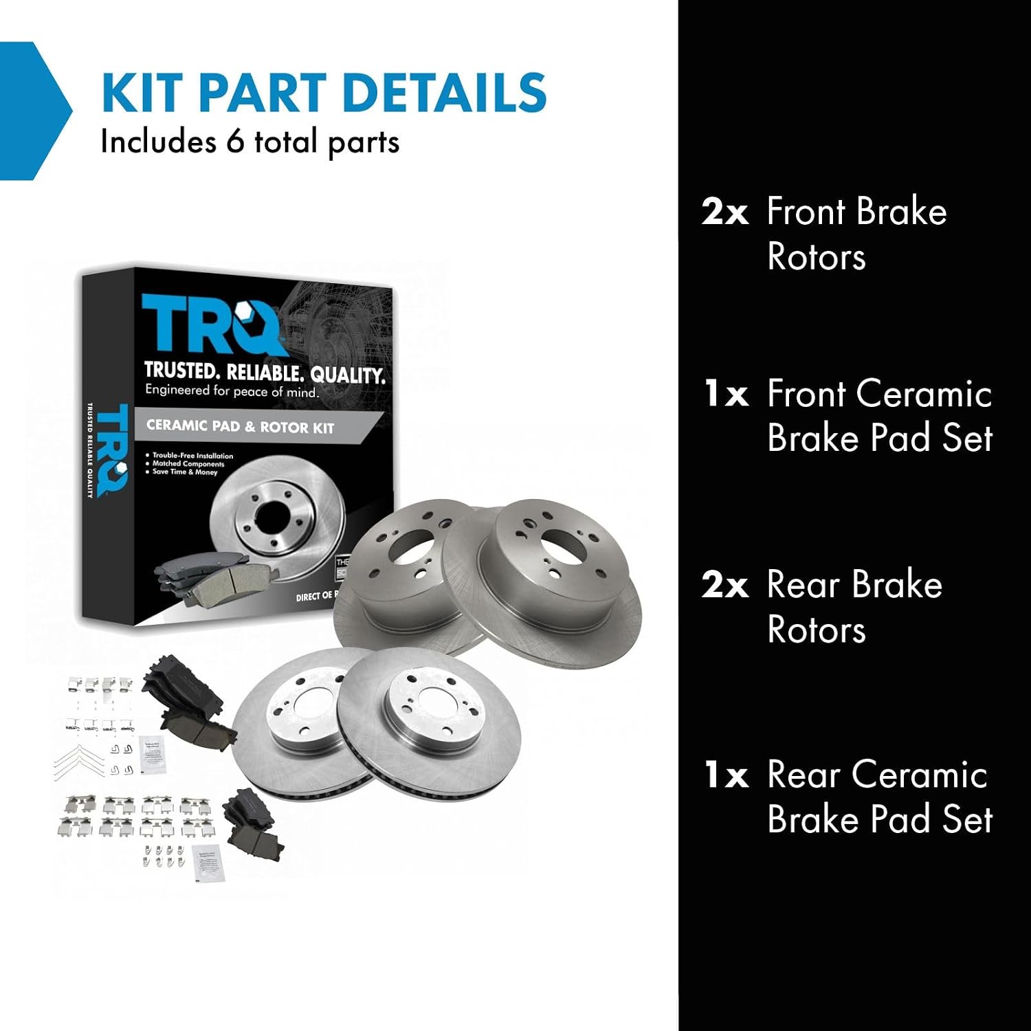TRQ Front and Rear Ceramic Brake Pad and Rotor Set Compatible with 2007-2012 Lexus ES350 2008-2012 Toyota Avalon 2007 Toyota Camry Japan Built Models 1st VIN Digit J 2008-2011 Camry