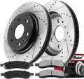 MotorbyMotor 325mm Front Brake Kit Rotors and Brake Pads Fits for Buick Enclave, Chevy Traverse, GMC Acadia (Limited), Saturn Outlook Drilled & Slotted Disc Brake Rotor & Ceramic Pad 55150, 120.66069