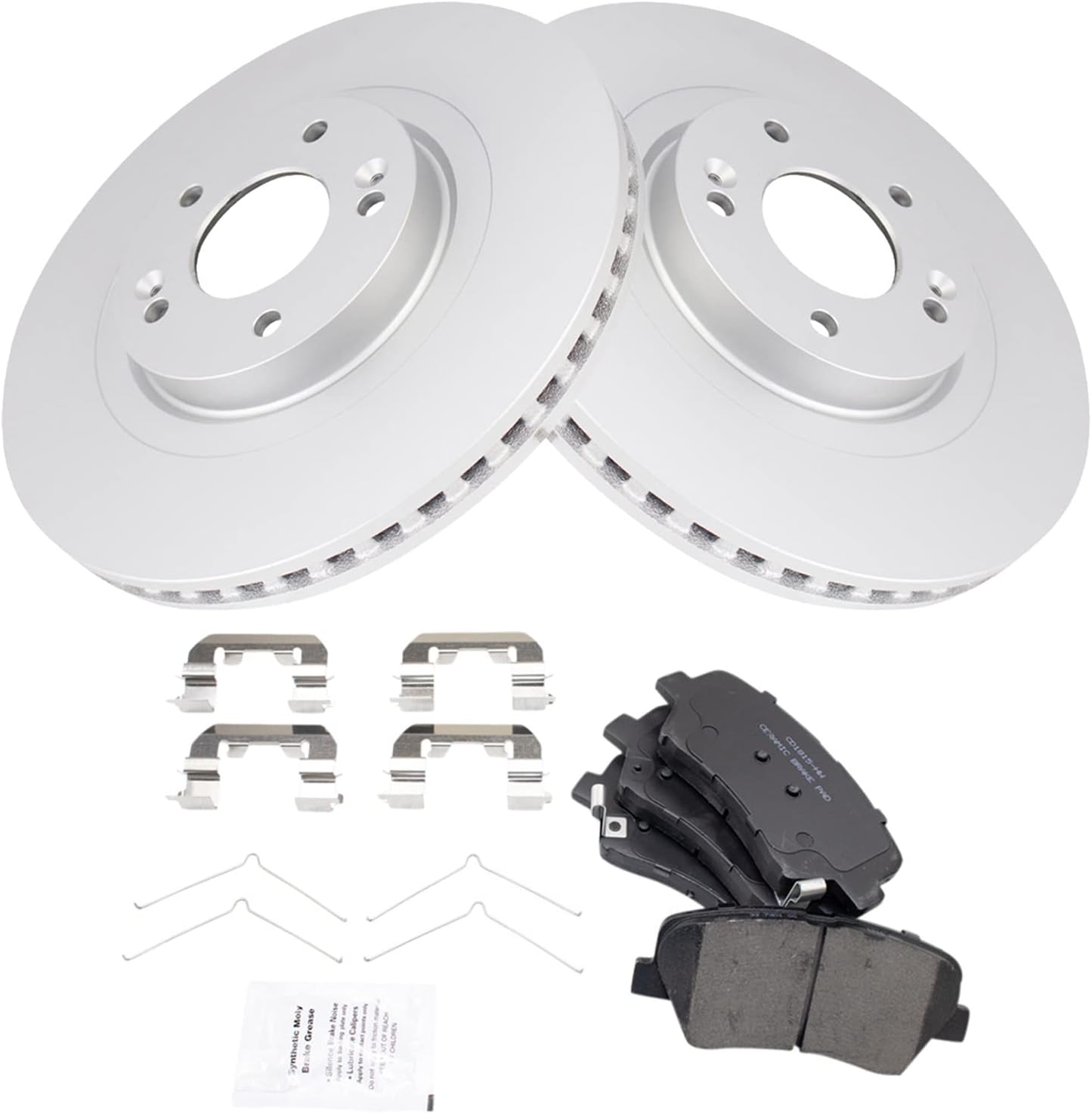 TRQ Front Brake Pad and Rotor Set Ceramic G Coated Vented Rotors Compatible with 2017-2018 Hyundai Santa Fe Sport 2016-2020 Kia Sorento