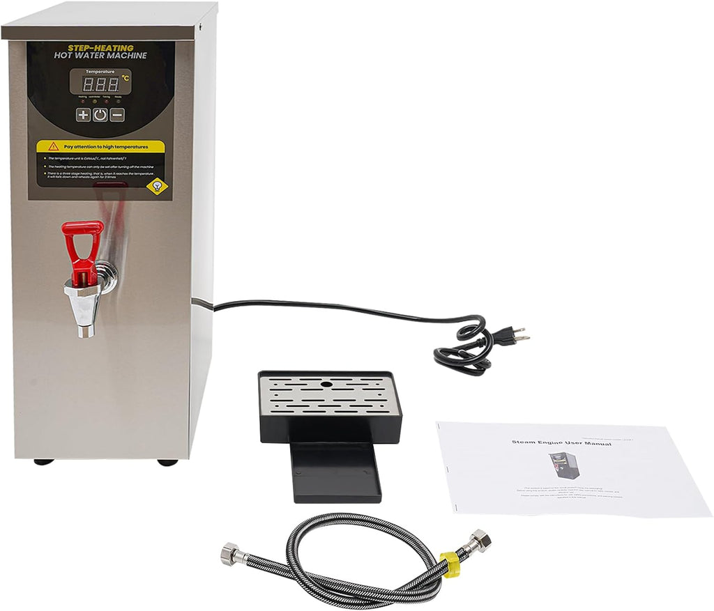 Step-Heating Commercial Hot Water Dispenser, 8L/2.11Gal Large Capacity Electric Dispenser Water Boiler, 2000W Fast Ready Water Boiler Machine with Stainless Steel Heating Tube, for Tea Coffee (Silver)