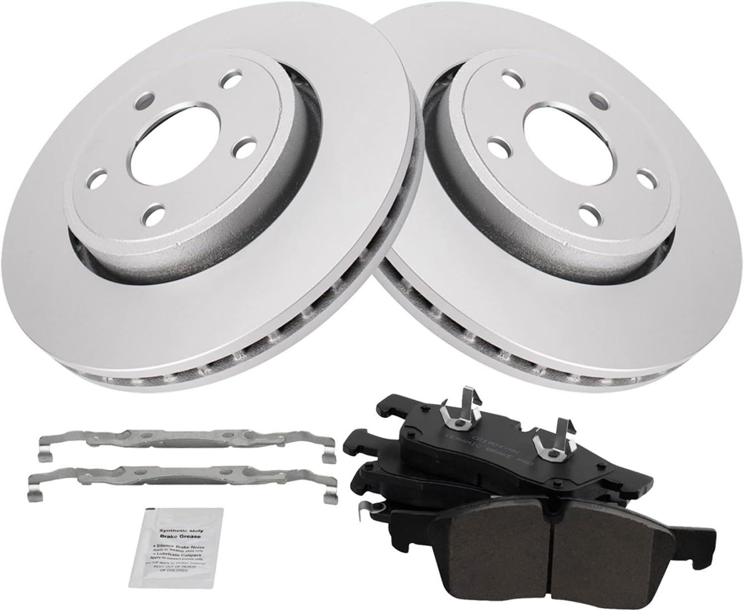 TRQ Front Brake Pad and Rotor Set Ceramic G Coated Vented Rotors Compatible with 2012-2020 Dodge Durango Jeep Grand Cherokee
