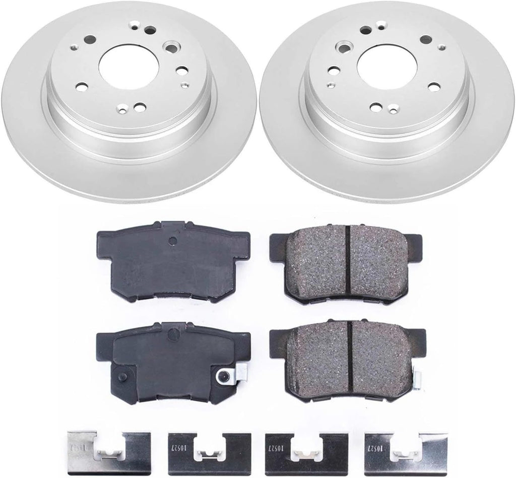 PowerStop Rear Brake Kit for Acura TL 2004-08 | Honda Element 2003-11 - Fully-Coated Disc Rotors with Z17 Ceramic Brake Pads Replacement, CRK5399