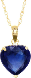 Galaxy Gold GG 4.3 Carat 14k Solid Gold Necklace with Natural Heart Shaped 10 mm Sapphire