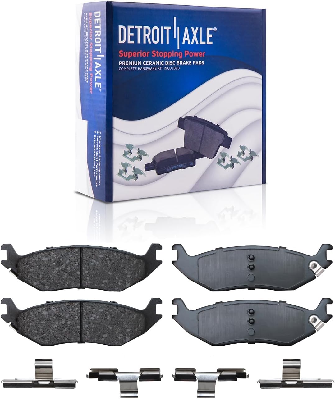 Detroit Axle - Brake Kit for 2002-2005 Dodge Ram 1500, 2004-2006 Durango, Front & Rear Disc Brake Rotors Ceramic Brakes Pads Replacement : 13.23' inch Front Rotor