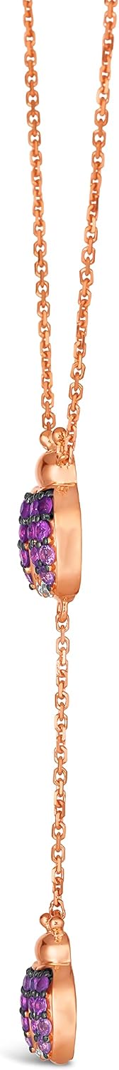 LE VIAN 3/4 Carat Ruby and Sapphire Ladybugs Pendant Necklace for Women In 14K Rose Gold 20 Inches Long With Lobster Claw Clasp