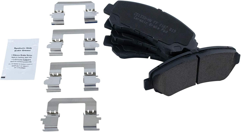 TRQ Front Ceramic Brake Pad and Rotor Set Includes Calipers Compatible with 2008-2013 Nissan Rogue 2014-2015 Nissan Rogue Select