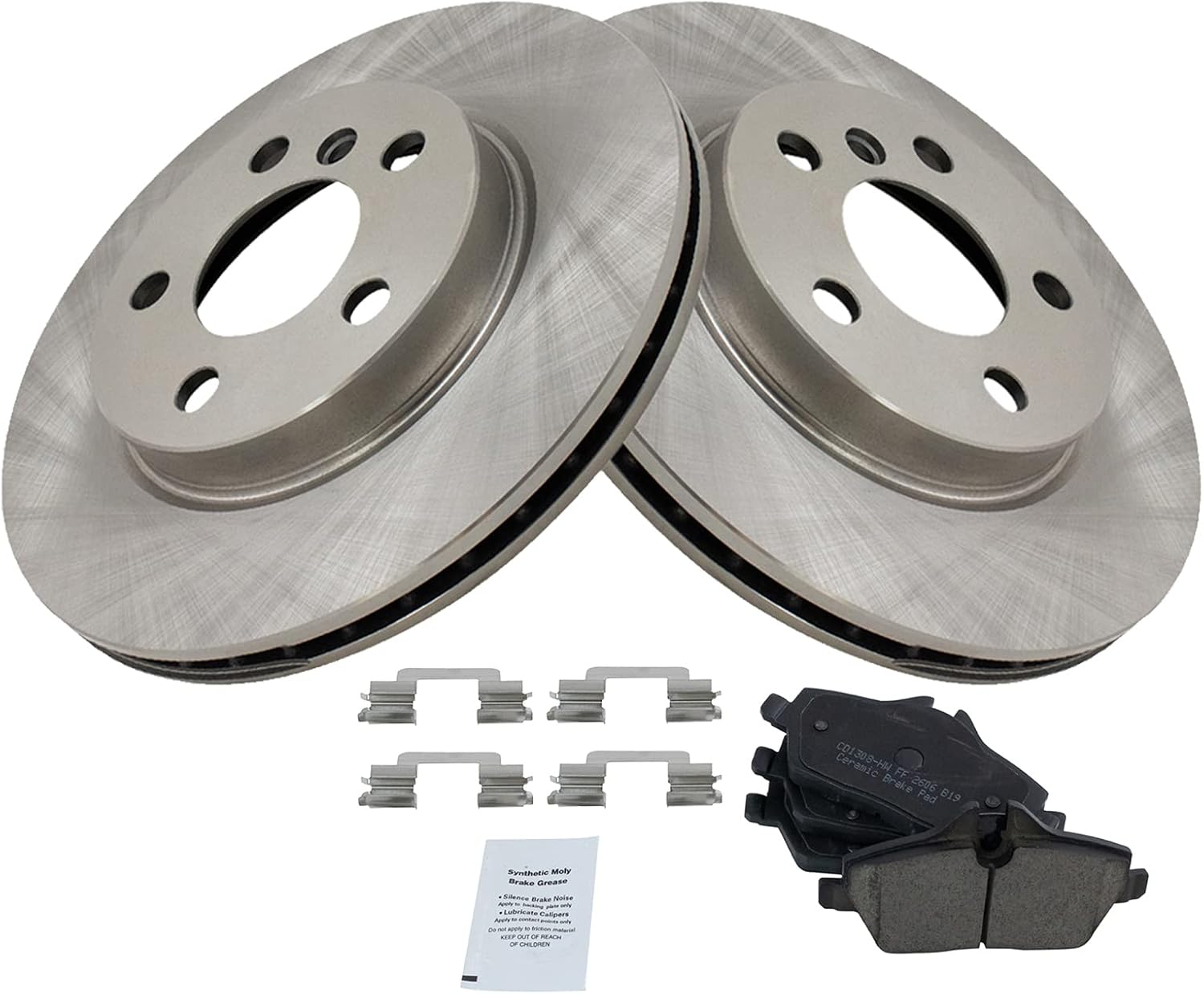 TRQ Front Brake Pad and Rotor Set Ceramic Vented Rotors Compatible with 2014-2016 Mini Cooper