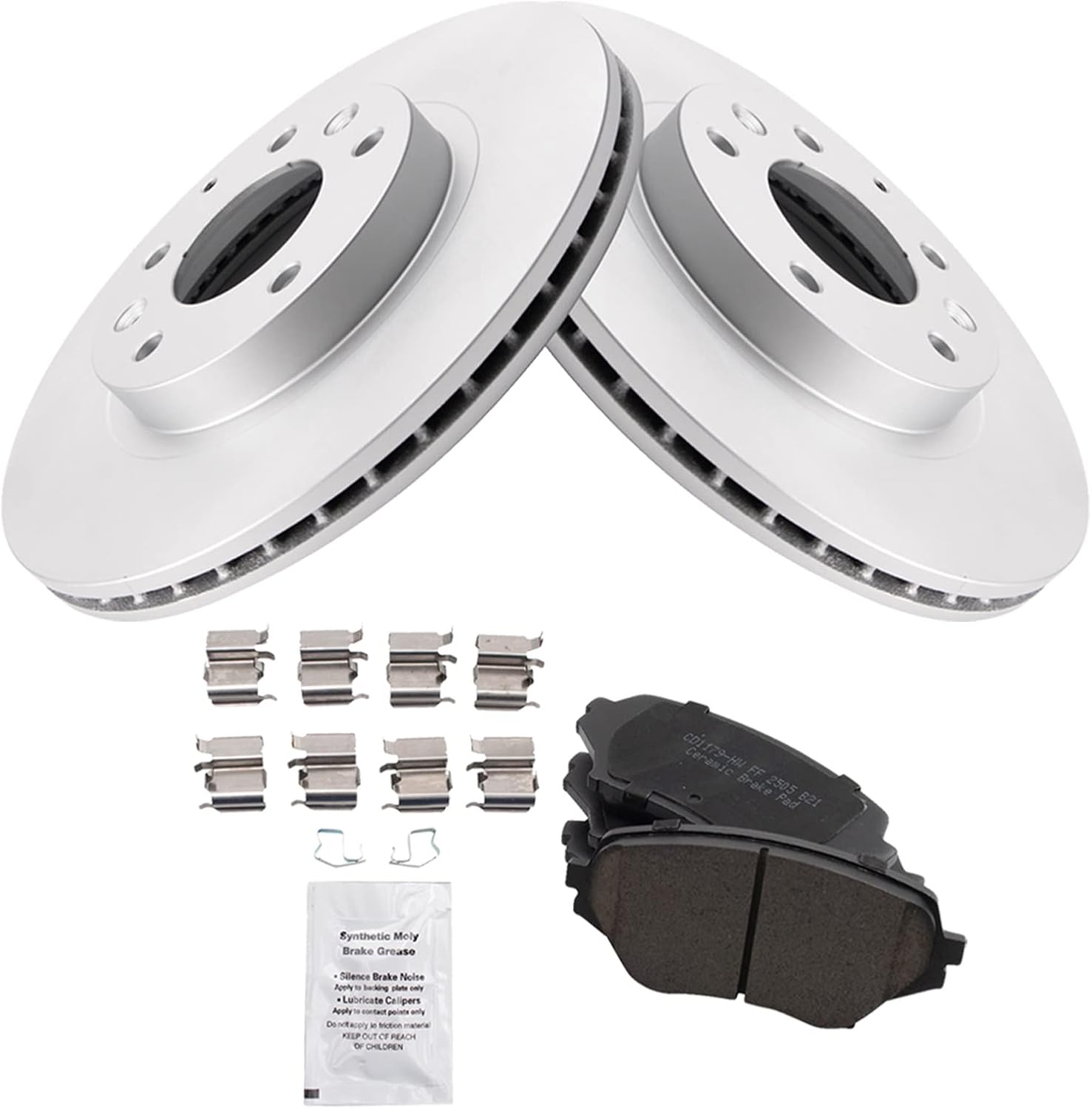 TRQ Front Ceramic Brake Pad and Rotor Set Coated Compatible with 2006-2015 Mazda MX-5 Miata