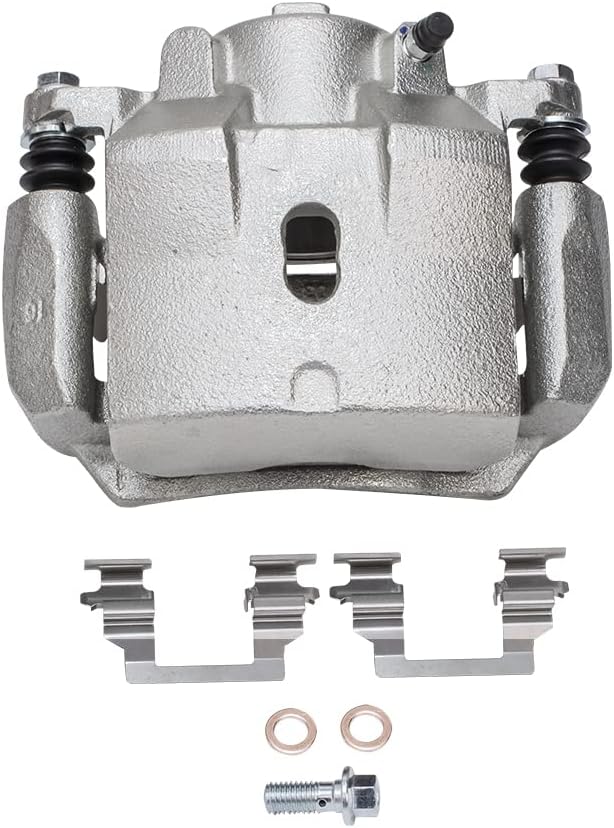 Detroit Axle - Front Brake Kit for 04-05 09-12 Chevy Malibu, 06-10 Pontiac G6, 07-09 Saturn Aura, Drilled & Slotted Disc Brake Rotors Ceramic Brakes Pads Left Brake Caliper Replacement: 11.65'' inch