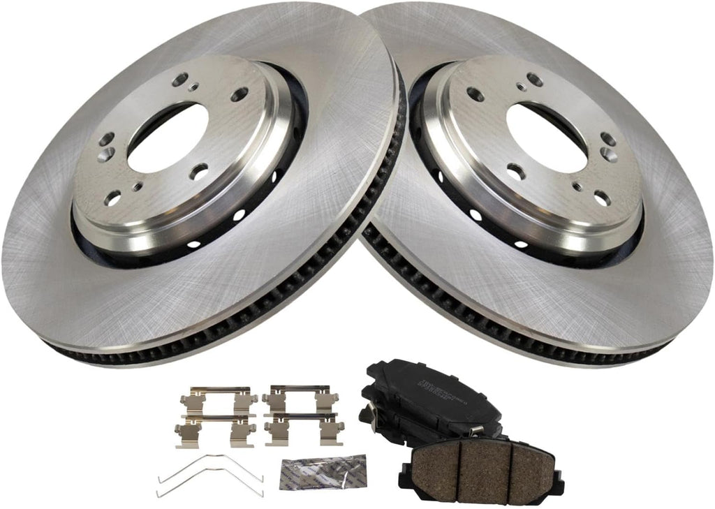 TRQ Front Brake Pad and Rotor Set Ceramic Rotors Compatible with 2017-2019 Acura ILX 2016-2019 Honda Civic 2016-2017 Accord