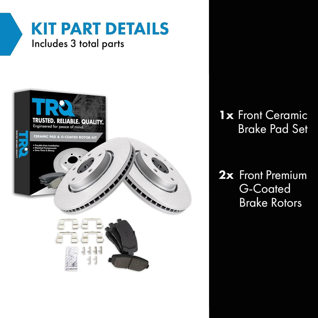 TRQ Front Ceramic Brake Pad and Rotor Set Coated Compatible with 2016-2018 Mazda CX-5 2019 Mazda CX-5 Naturally Aspirated