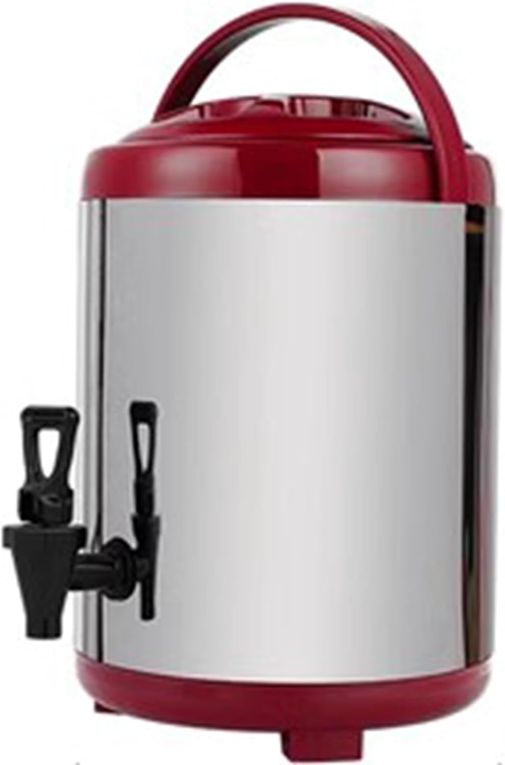 Stainless Steel Insulated Food Containers, Insulated Beverage Dispenser Hot Water Urn with Faucet Tea Dispenser for Catering (Red 8L)