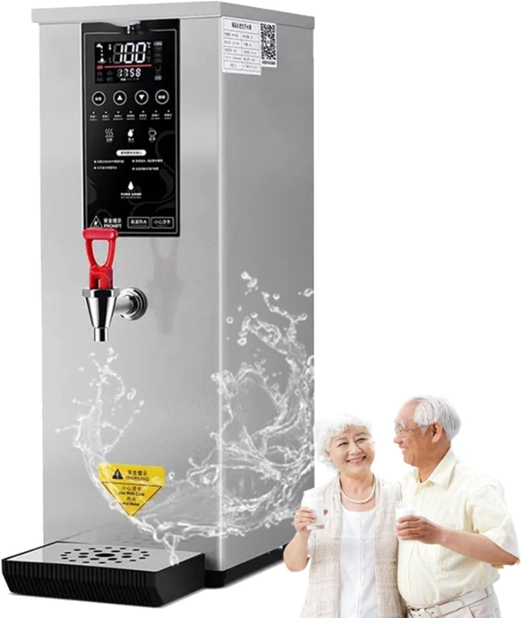 Commercial Hot Water Dispenser, Electric Water Boiler and Dispenser, Full-Automatic Boiling Water Machine Stainless Steel Liner and LCD Display for Tea Coffee Shop Dessert Shop Hotel Silver