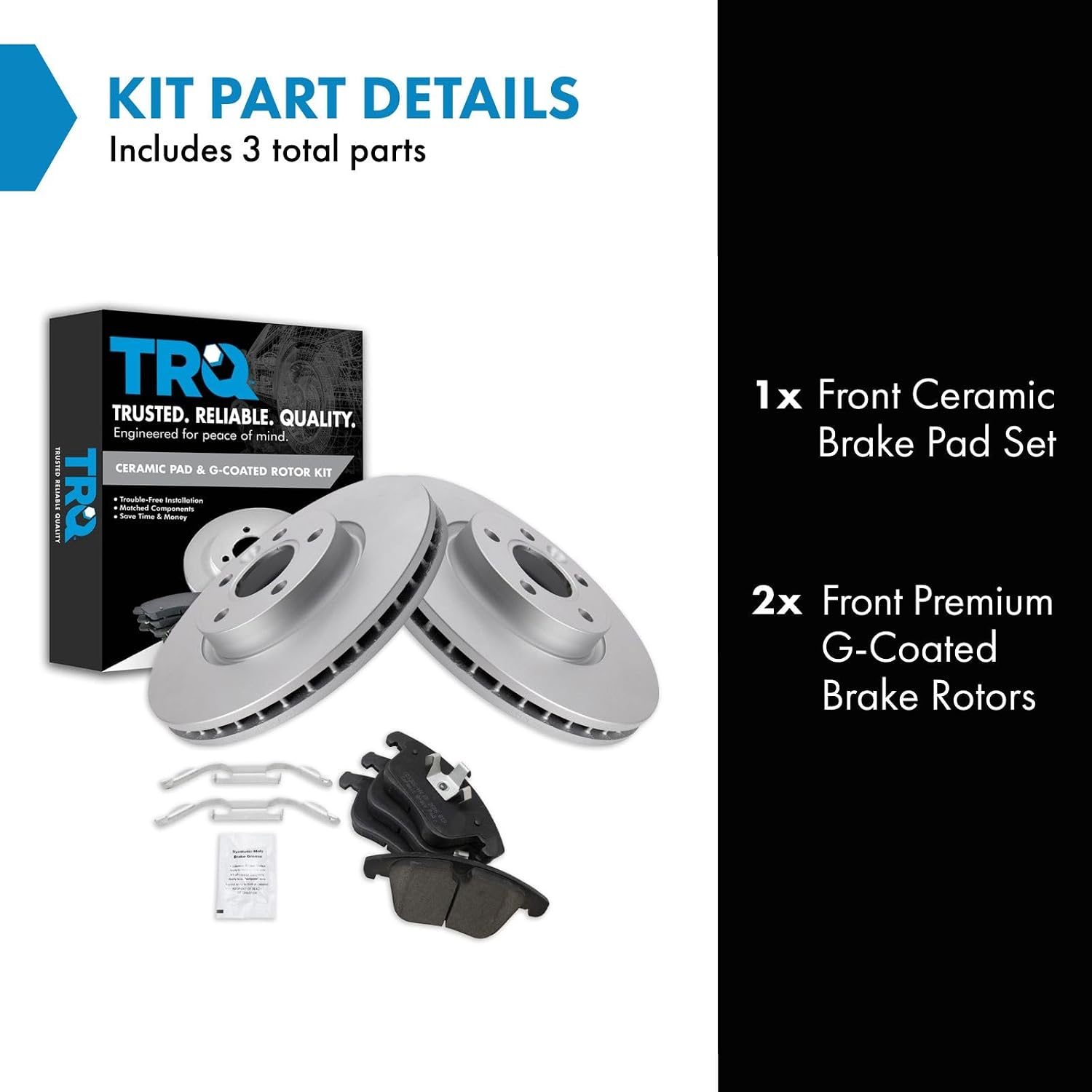 TRQ Front Brake Pad and Rotor Set Ceramic Coated Rotors Compatible with 2012-2015 Land Rover Range Rover Evoque 2008-2018 Volvo S60 V60 2007-2016 S80 2008-2016 V70 XC70