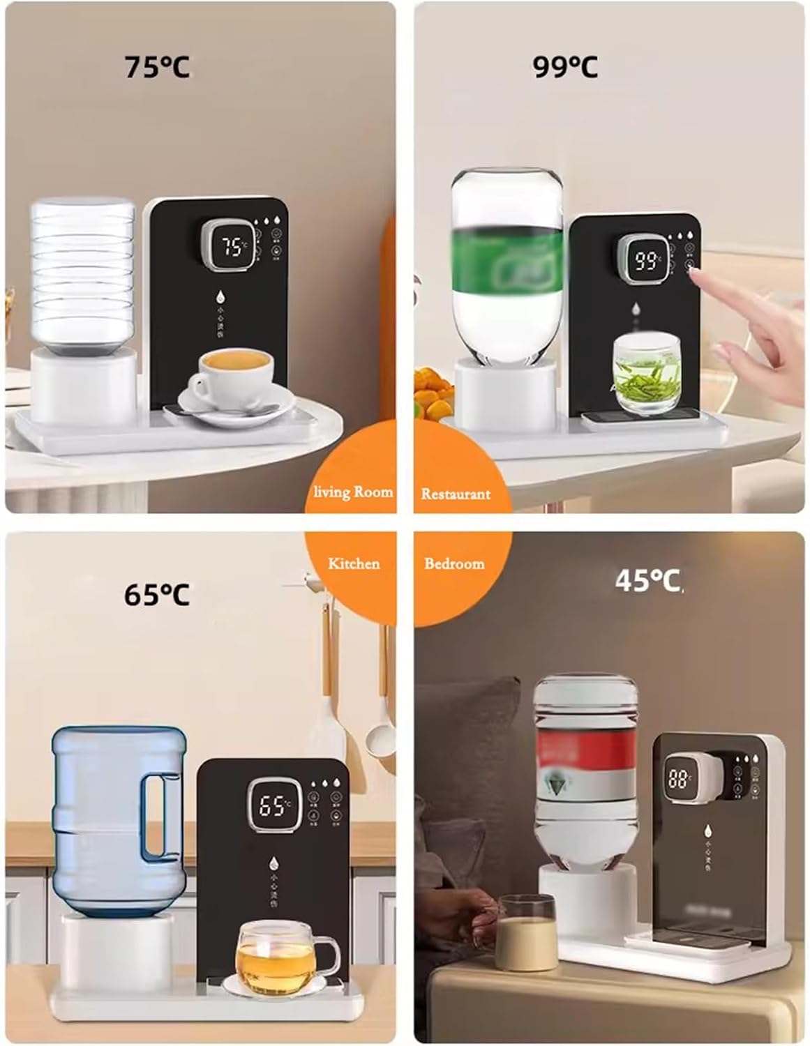 Water Dispenser Instant Hot Water Dispenser Multifunctional Desktop Hot Water Dispenser Adjustable Temperature and Keep Warm Function Mini Fountain for Drinking D