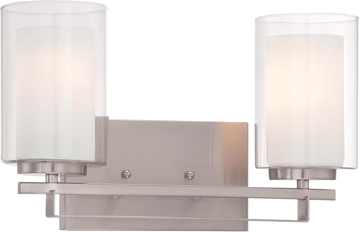 Minka Lavery 6102-84 Parsons Studio Vanity Bath Light, 2-Light, 200 Total Watts, 15-in H x 8.75-in W, Brushed Nickel