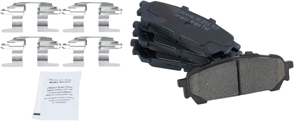 TRQ Front and Rear Brake Pad and Rotor Set Ceramic Vented Solid Rotors Compatible with 2005-2006 Saab 9-2X 2004-2007 Subaru Impreza