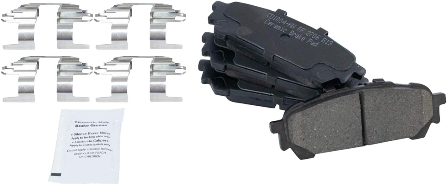 TRQ Front and Rear Brake Pad and Rotor Set Ceramic Vented Solid Rotors Compatible with 2005-2006 Saab 9-2X 2004-2007 Subaru Impreza