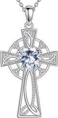 Moissanite Cross Necklace Sterling Silver Religious Created Diamond Crucifix Jewelry Gifts for Women Men