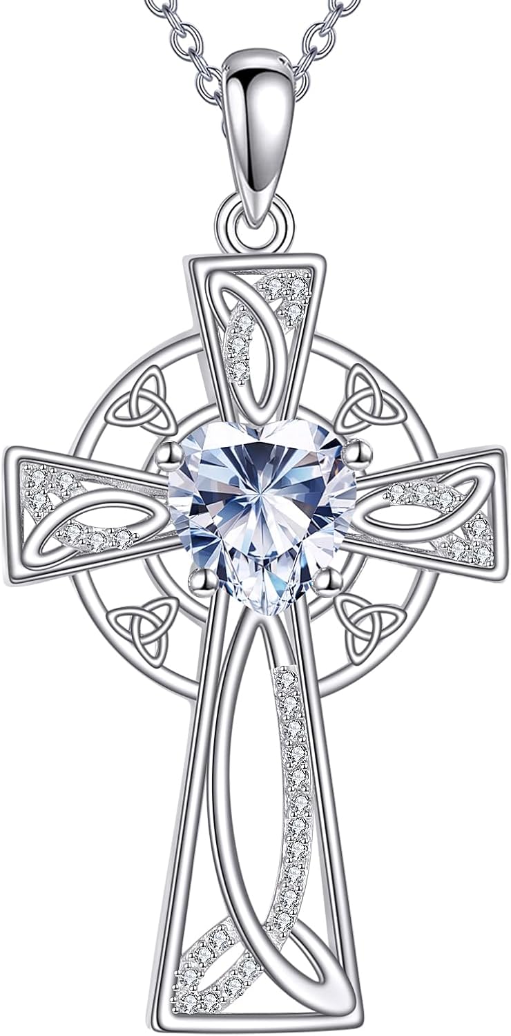 Moissanite Cross Necklace Sterling Silver Religious Created Diamond Crucifix Jewelry Gifts for Women Men