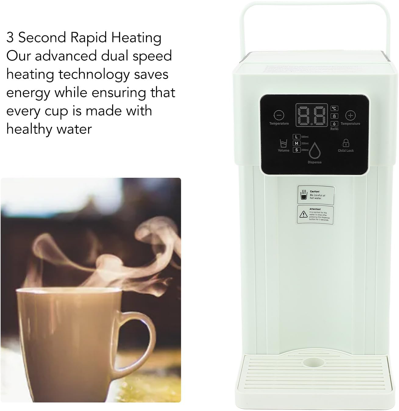 Electric Water Kettle, 3 L Adjustable 7 Temperatures Quick Heating Hot Water Dispenser, Large Hot Water Heater, Water Boiler Maker for Countertop Desktop (Green)