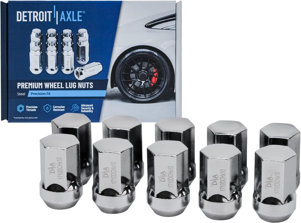 Detroit Axle - Front Brake Kit Wheel Lug Nuts for 2006 2007 2008 2009 Dodge Ram 1500 [5 Lugs], Drilled Slotted Brake Rotors Brakes Pads Wheel Lug Nuts Replacement