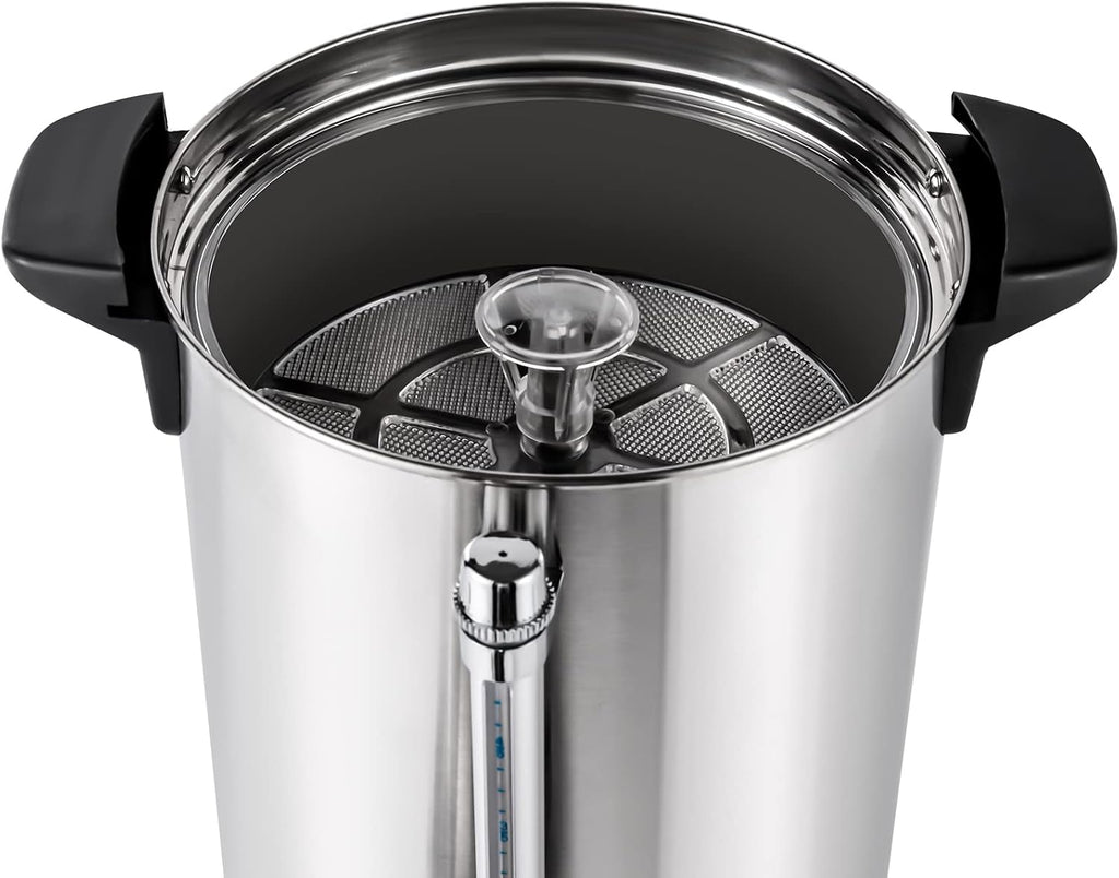 Commercial Grade Coffee Urn, 25 L Hot Water Urn Double-layer Barrel Wall 304 Stainless Steel Automatic Coffee Brewing 15 Minutes Boiling for Home, Party, Office, Wedding (25L)