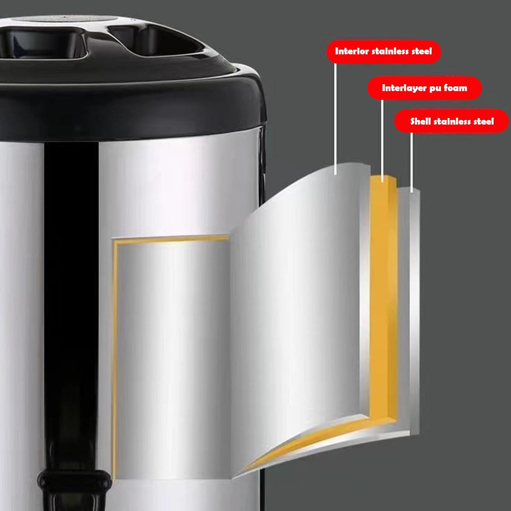 Stainless Steel Insulated Beverage Dispenser, 10L Double Walled Insulated Thermal Hot And Cold Drink Server Dispenser With Spigot Handle For Coffee Tea Milk Hot Water