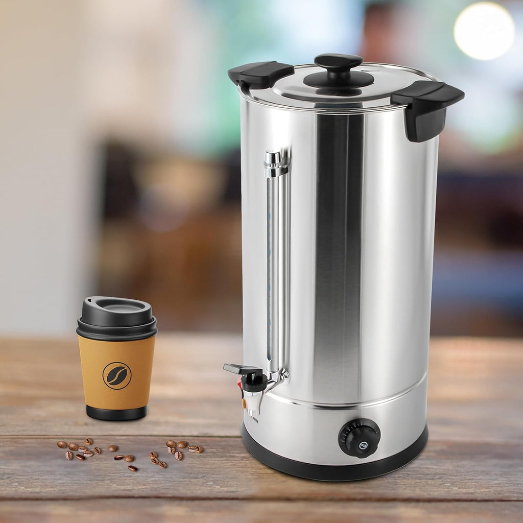 Commercial Coffee Urn, 25L/6.6Gal Stainless Steel Percolate Coffee Maker Hot Water Dispenser for Home, Party, Office, Wedding, Silver
