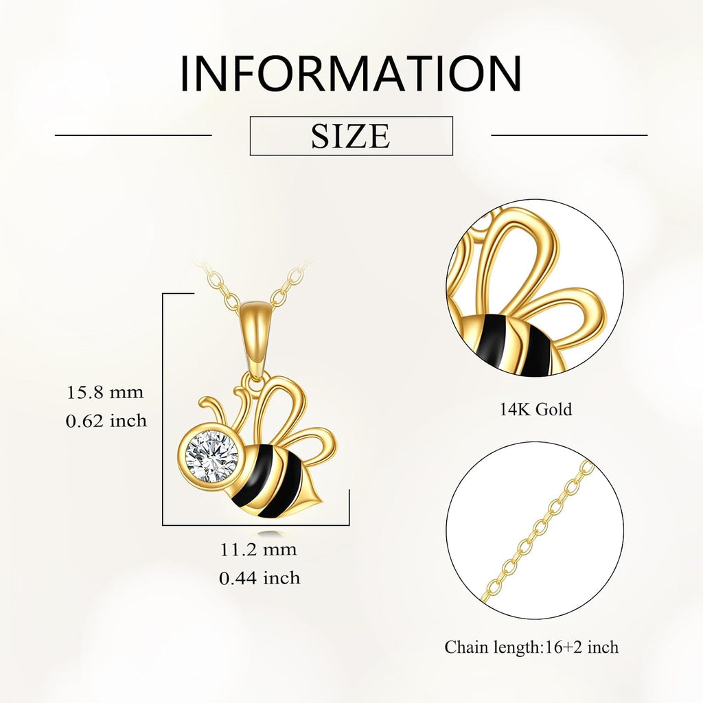 DOVRAN Real Solid Gold Birthstone Butterfly/Dragonfly/Bee/Hummingbird Necklace for Women Yellow Gold Animal Pendant for Christmas Dainty Jewelry Birthday Gifts for Mom Wife