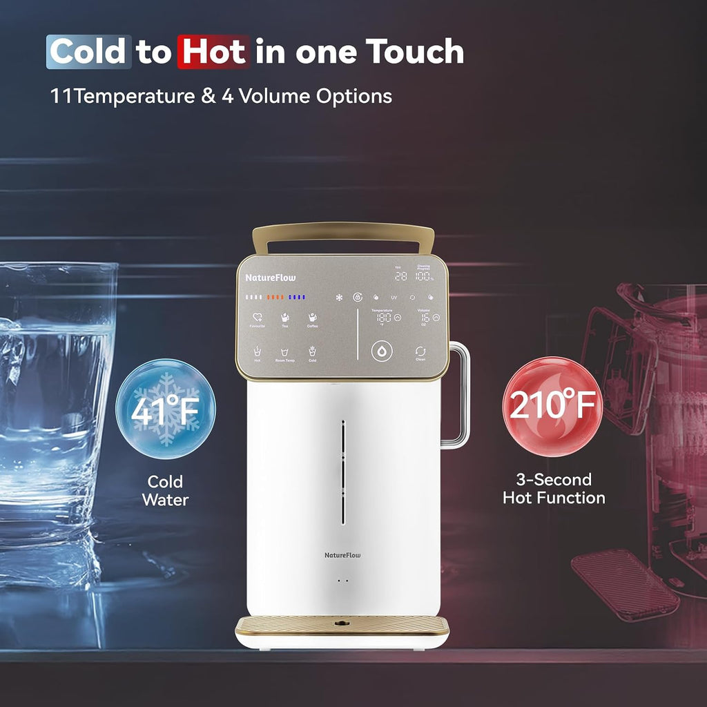 Y60AC（2nd Gen Cold & Hot Countertop Reverse Osmosis Water Mineralization System— Natural Mineral Activation, 10-Stage RO Filtration,Ultra Dual UV, Alkaline Water, 11-Temperature
