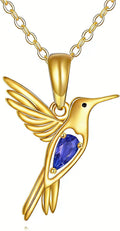 DOVRAN Real Solid Gold Birthstone Butterfly/Dragonfly/Bee/Hummingbird Necklace for Women Yellow Gold Animal Pendant for Christmas Dainty Jewelry Birthday Gifts for Mom Wife