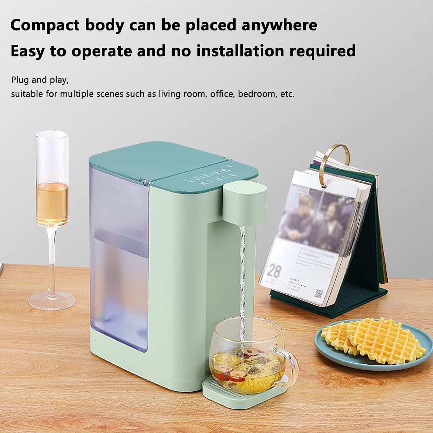 3L Hot Water Dispenser,Instant Hot Water Dispenser,5 Temperature Presets,2100W Fast Boil,with LED Night Light and Touch Screen(Color:Green)