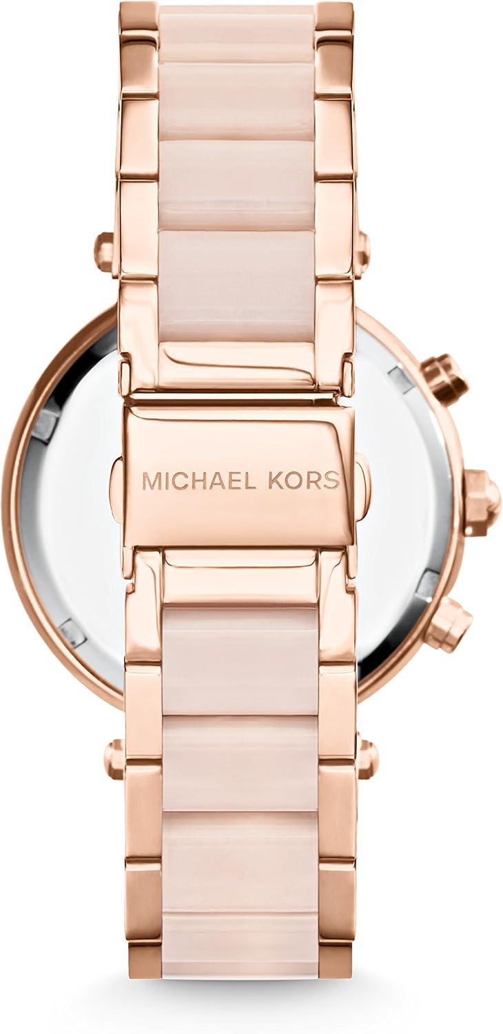 Michael Kors Parker Stainless Steel Watch with Glitz Accents Logo Gold-Tone and Crystal Pendant Necklace