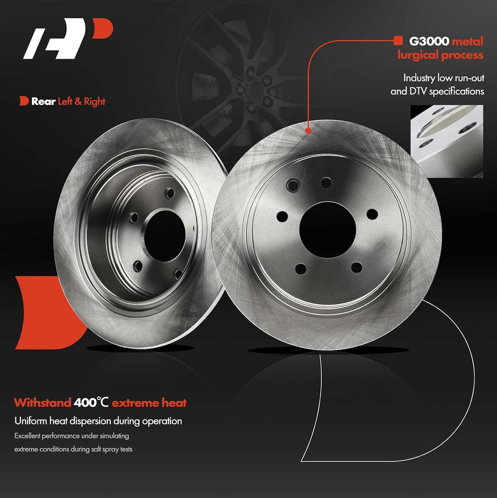 A-Premium Front Vented & Rear Solid Disc Brake Rotors + Ceramic Pads Kit Compatible with Select Nissan Models - Altima 2004-2008, Maxima 2006, 12-PC Set