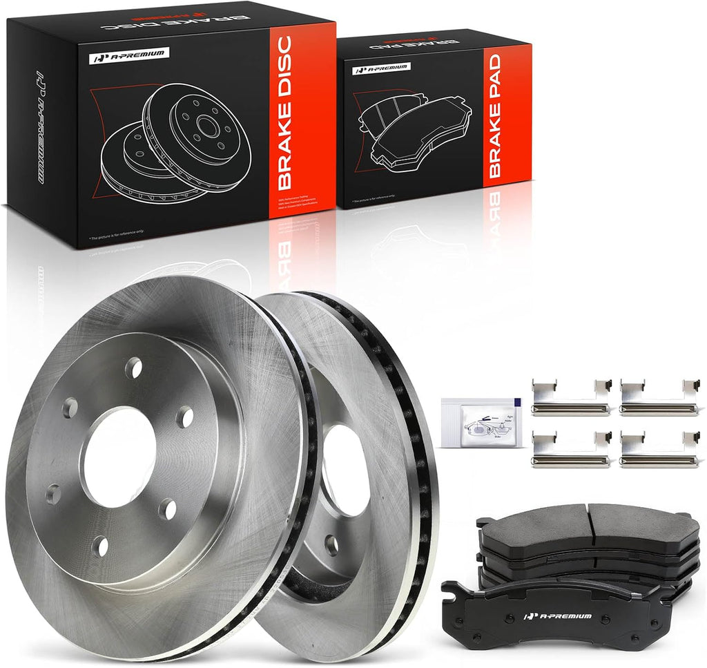 A-Premium 12.00 inch (304.70mm) Front Vented Disc Brake Rotors + Ceramic Pads Kit Compatible with Cadillac, Chevy & GMC Models - Escalade (EXT/ESV), Silverado, Tahoe, Express, Suburban, Sierra, Yukon