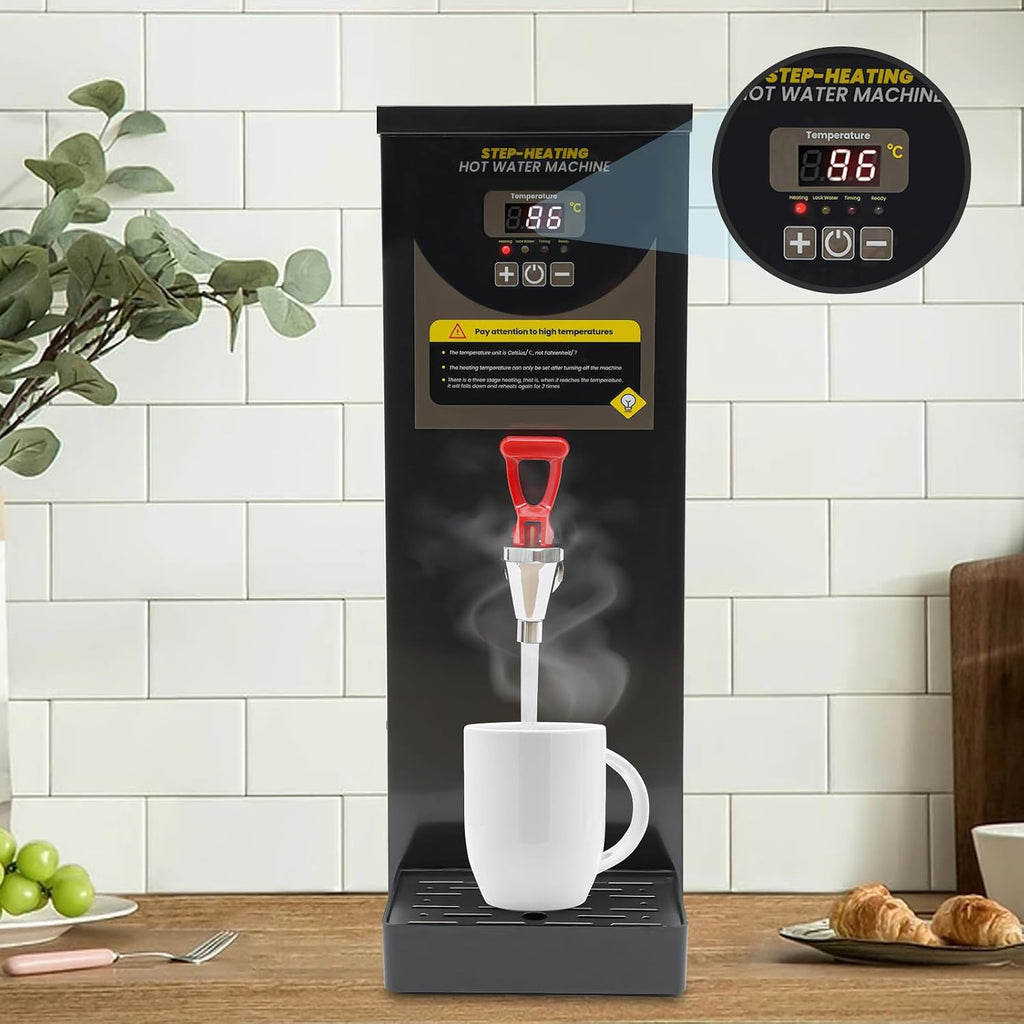 Water Boiler, Electric Water Boiler, 2KW 110V Step-Heating Commercial Hot Water Dispenser for Food Service, Schools, Offices (8L Black)