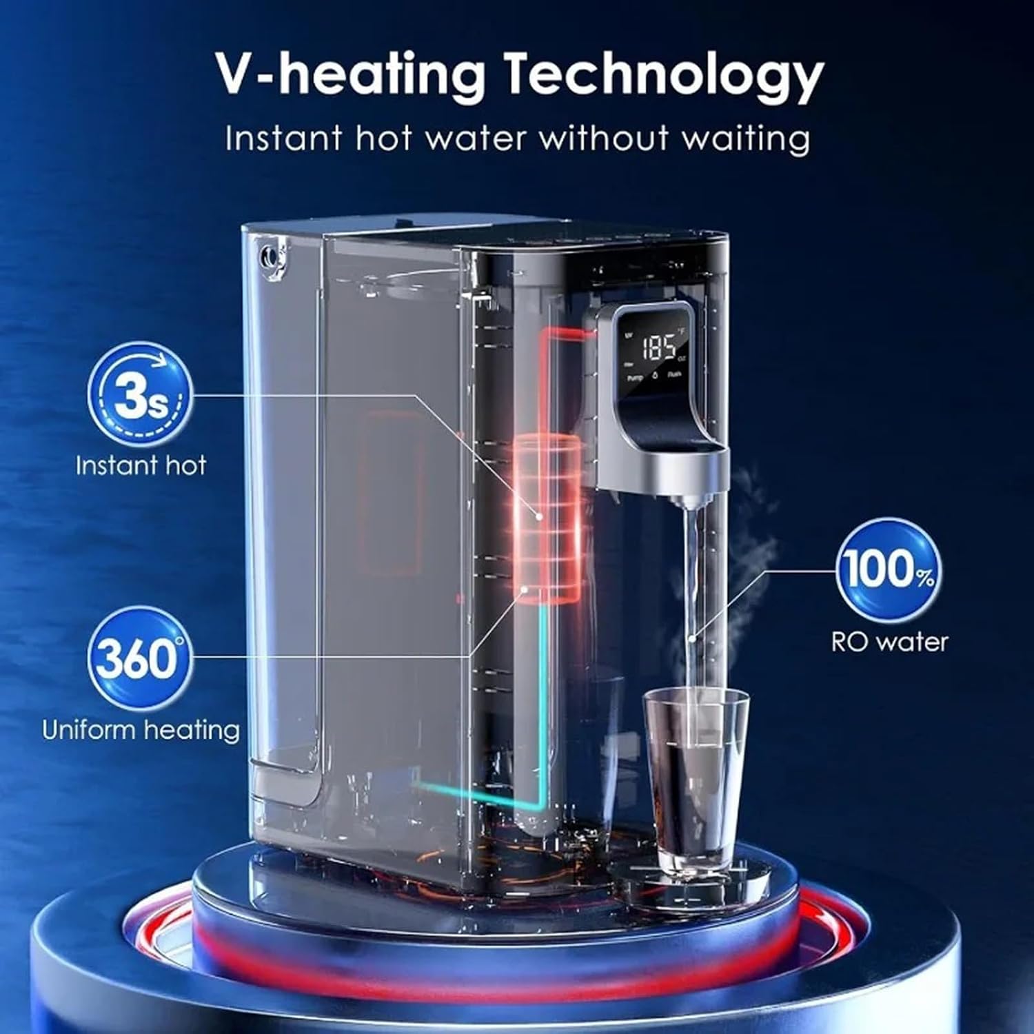 Water Dispenser Desktop Water Purifier Instant Hot Integrated Dispenser Countertop Reverse Osmosis System 4 Temperature Options