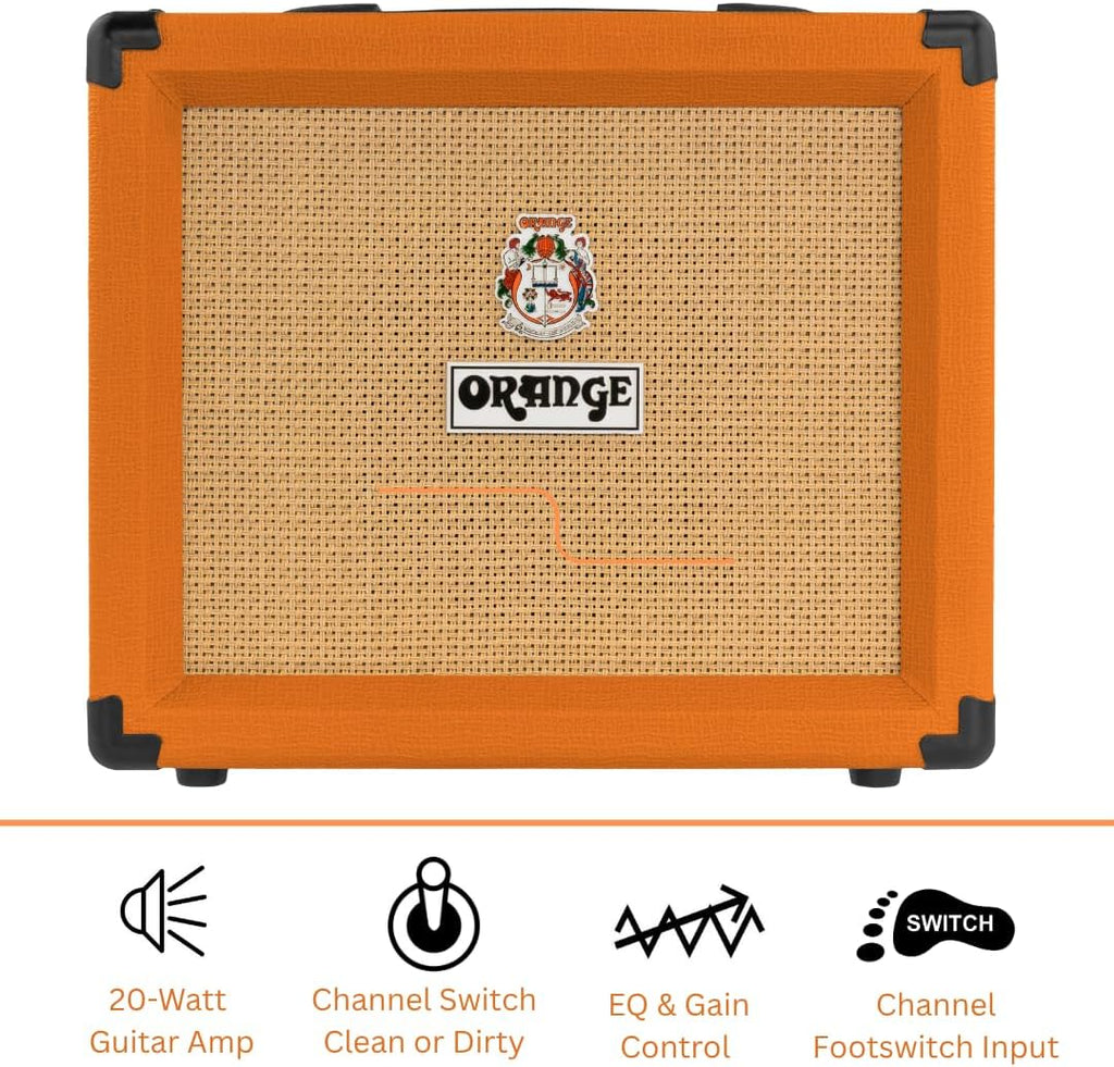 Orange Crush 20 20W 8' 2-Channel Guitar Amplifier and Speaker Combo, Orange