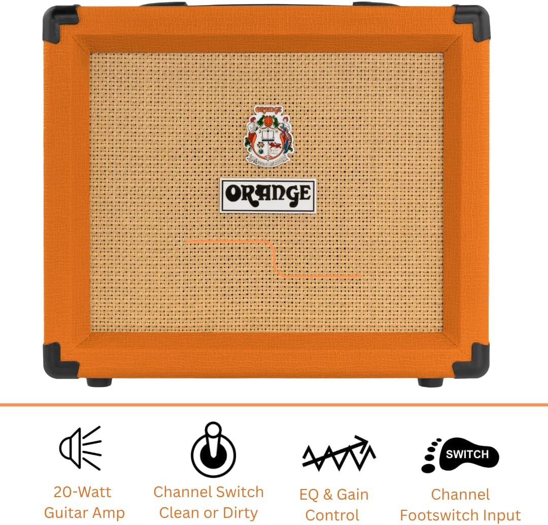 Orange Crush 20 20W 8' 2-Channel Guitar Amplifier and Speaker Combo, Orange