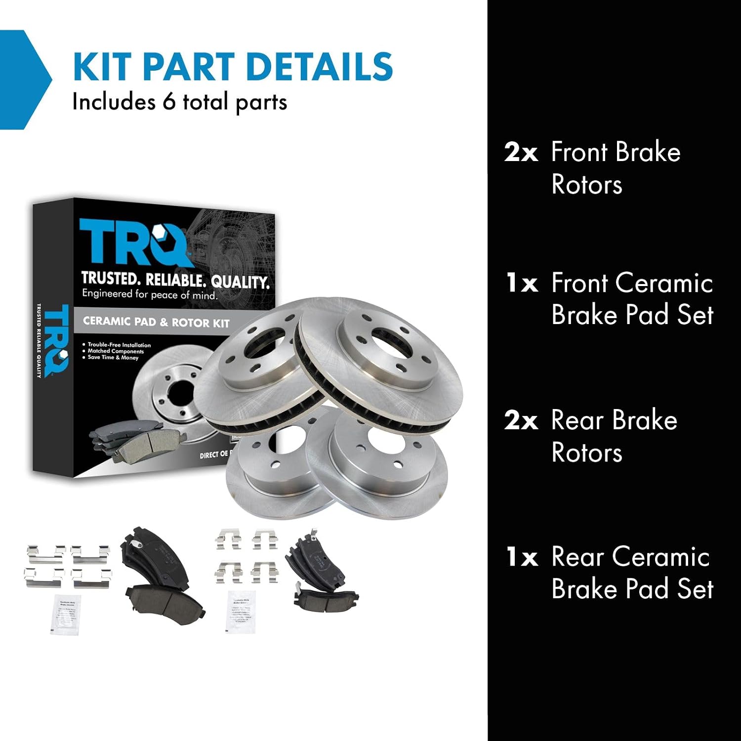 TRQ Front and Rear Ceramic Brake Pad and Rotor Set Compatible with 97-04 Buick Regal 97-03 Pontiac Grand Prix 00-02 Oldsmobile Intrigue 98-99 Oldsmobile Intrigue with 278mm Diameter Front Rotors