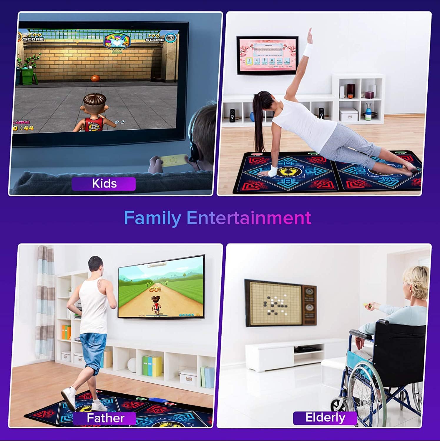 Music Dance Mat for Kids & Adults,Fitness Dance Game Mat for TV Use,64GB Memory Card, 899 Games, 650 Songs & 75 Music Videos,Premium Soft Flannel Material,Home Exercise Gift for Children