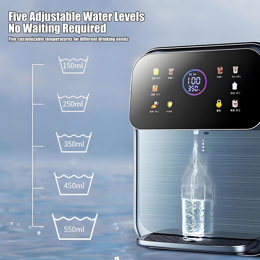 Instant Hot Water Dispenser for Quick Boiling & Dispense, Precise Temperature Control, 5 Temperatures & 5 Water Volume, with Touchscreen & Child Lock for Home(White)