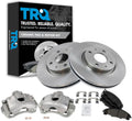 TRQ Front Brake Pad and Rotor Set Ceramic Vented Rotors Calipers Compatible with 2008-2011 Ford Focus