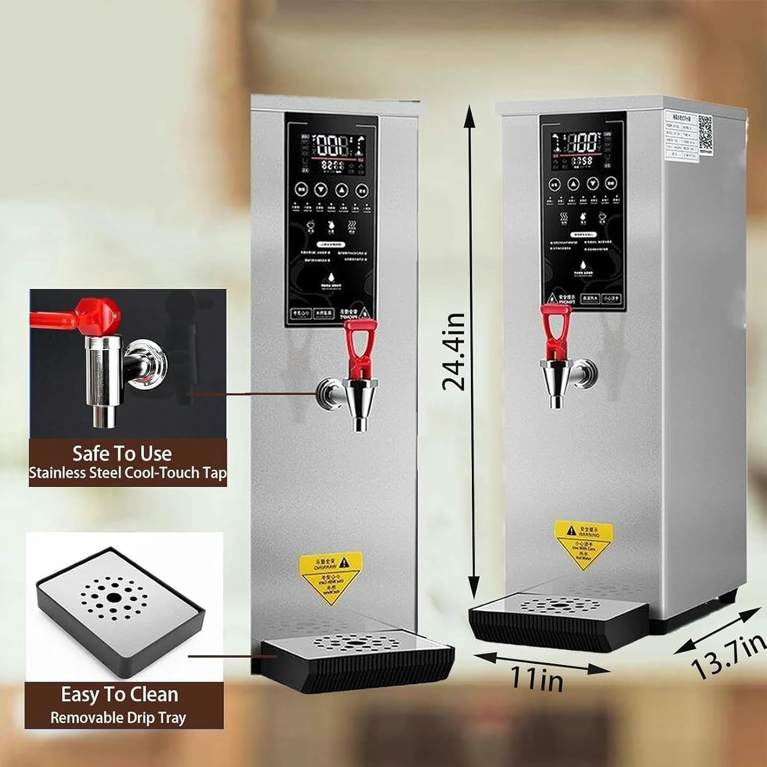 Commercial Hot Water Dispense Boiler,Stainless Steel Drinking Hot Water Boiling Machine,Coffee Making Water Heater for Tea Coffee/Dessert Shop Hotel(Black)