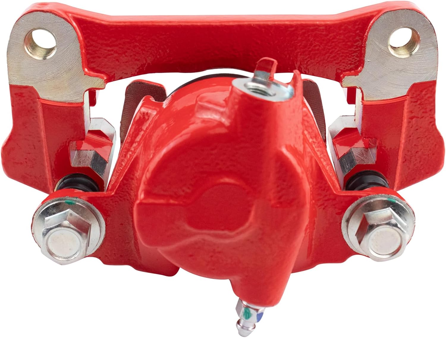 TRQ Performance Rear Brake Pad and Rotor Set Ceramic Drilled Slotted Coated Rotors Calipers Red Compatible with 2010-2014 Toyota FJ Cruiser